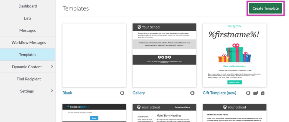 screenshot of Finalsite Apply